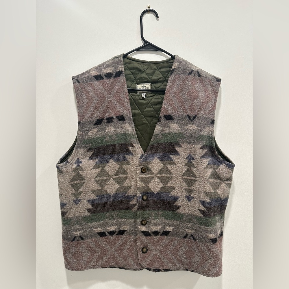 Jack and Jones Aztec Print Fleece Vest